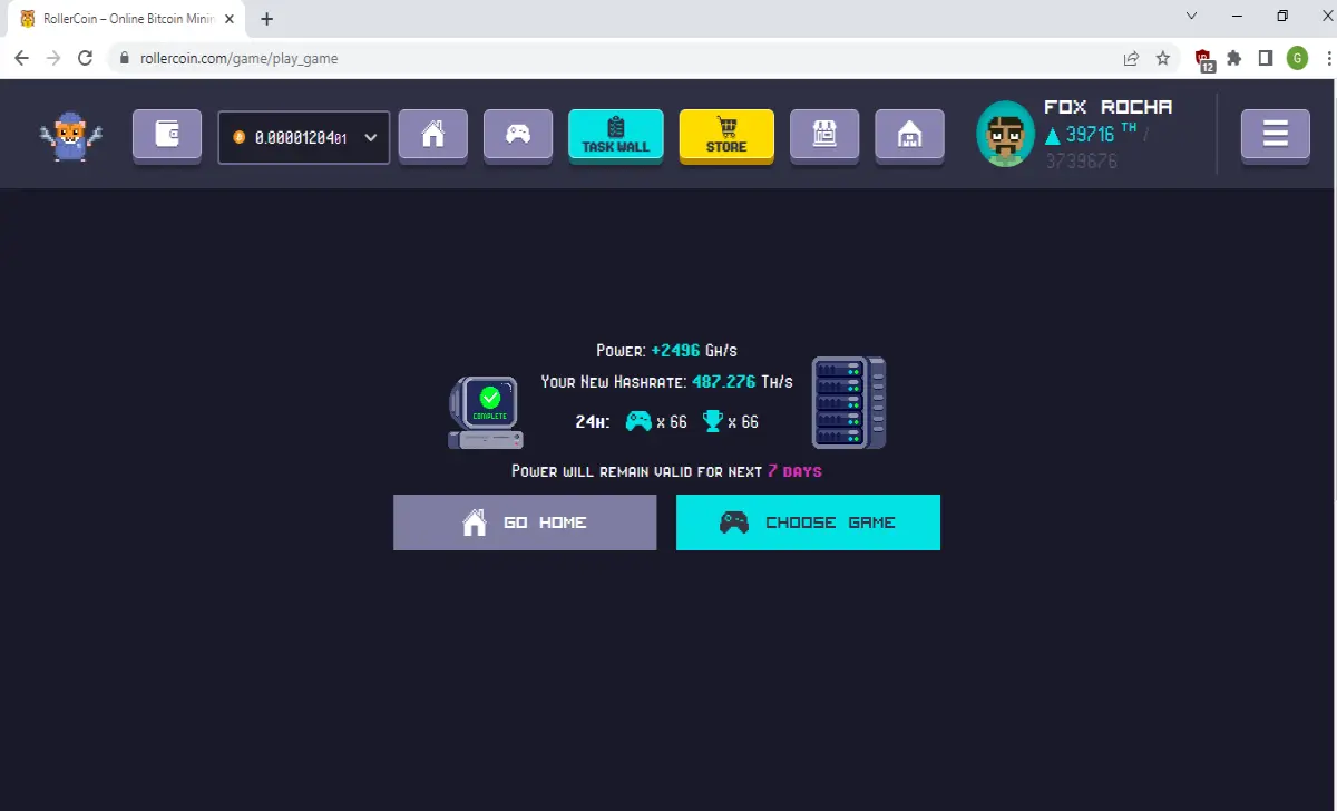 After Winning, Rollercoin awards its Miners