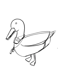the line work of a Duck with a whistle and medic cross neckerchief