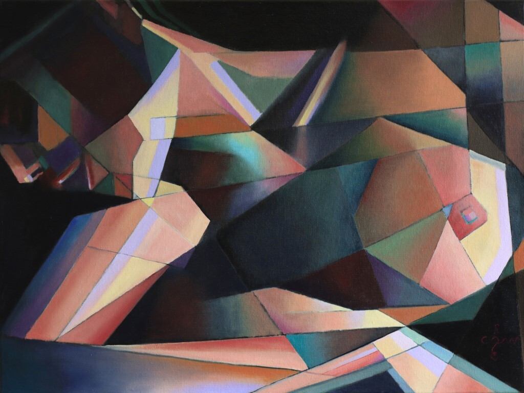 cubist nude oil painting