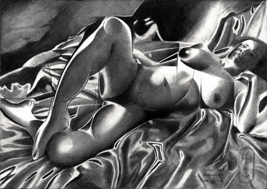 cubist nude graphite pencil drawing