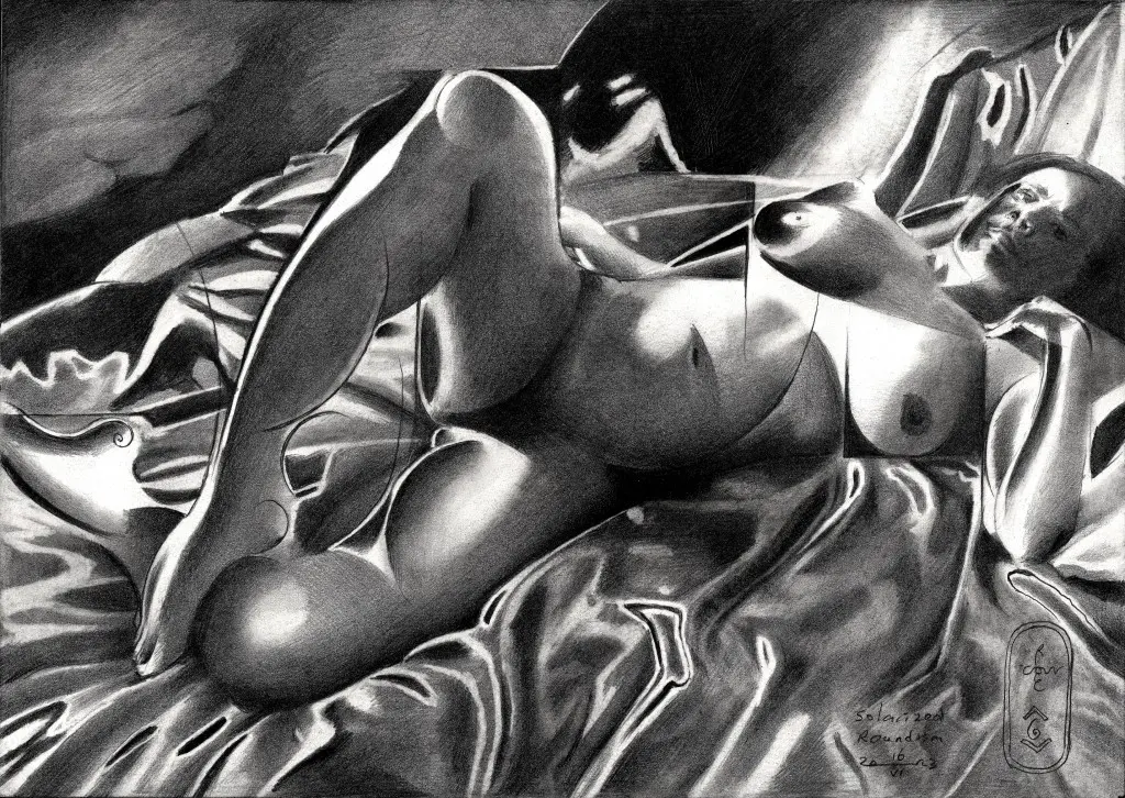 cubist nude graphite pencil drawing