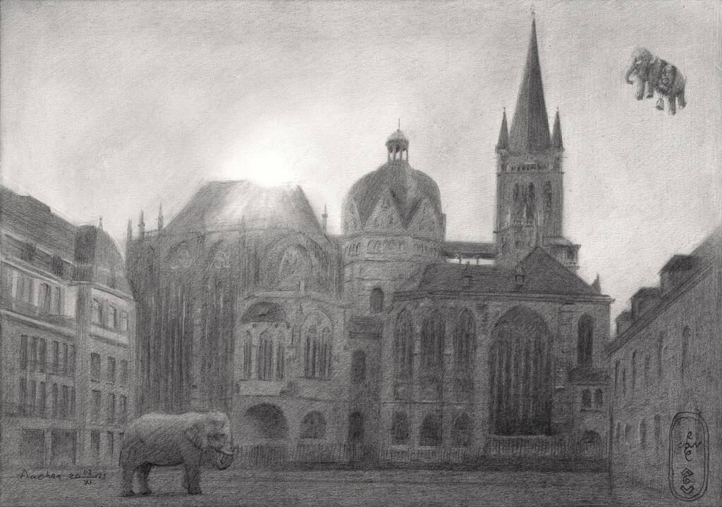 surrealist urban graphite pencil drawing