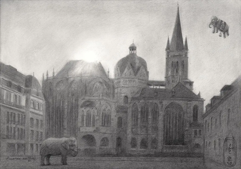 surrealist urban graphite pencil drawing