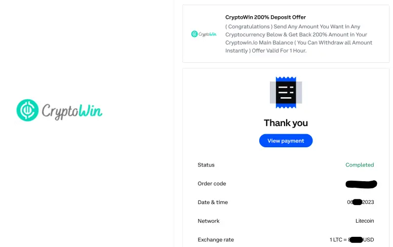 Scam PTC Ad on CryptoWin