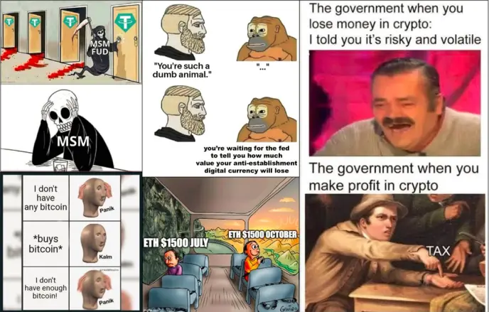 Some popular meme templates: Death Knocking, Chad vs Monkey, Spanish Laughing Guy + Angry Man Pointing at Hand, Guys on Bus, Panik-Kalm