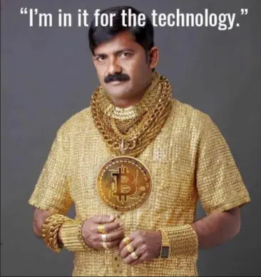A customary visual for the meme features Indian businessman Datta Phuge (RIP) who had a penchant for gold