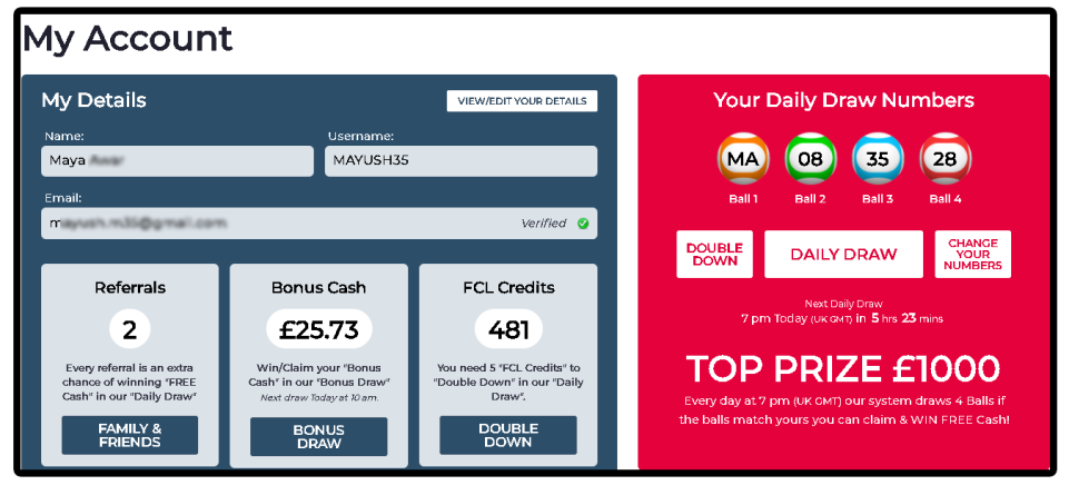 free cash lotto account