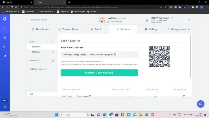 Yoroi Wallet: Receive Cardano Tokens