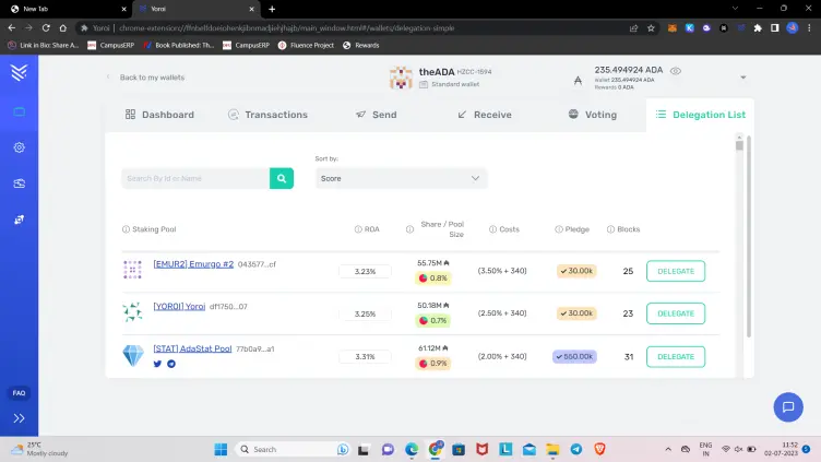 Cardano Delegator List