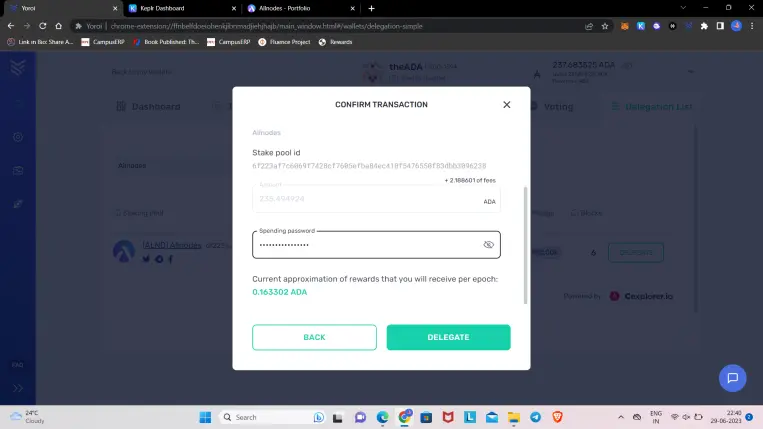 Staking Cardano with Yoroi wallet