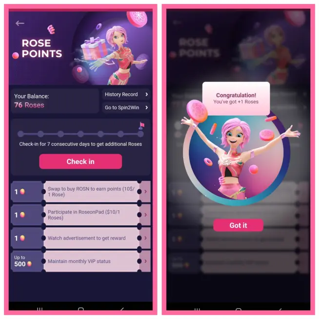 Earning Rose Points
