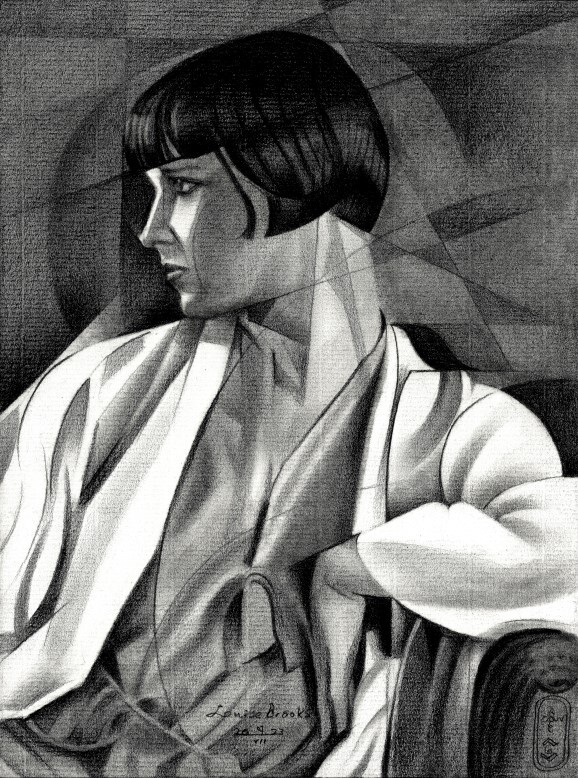 cubist celebrity portrait graphite pencil drawing
