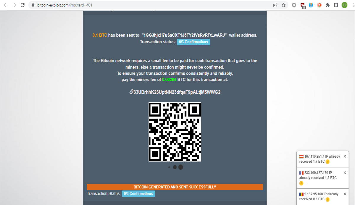 This one asks you to deposit Bitcoin to a wallet