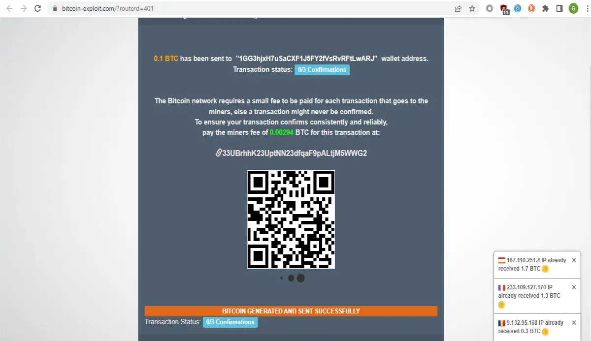 This one asks you to deposit Bitcoin to a wallet