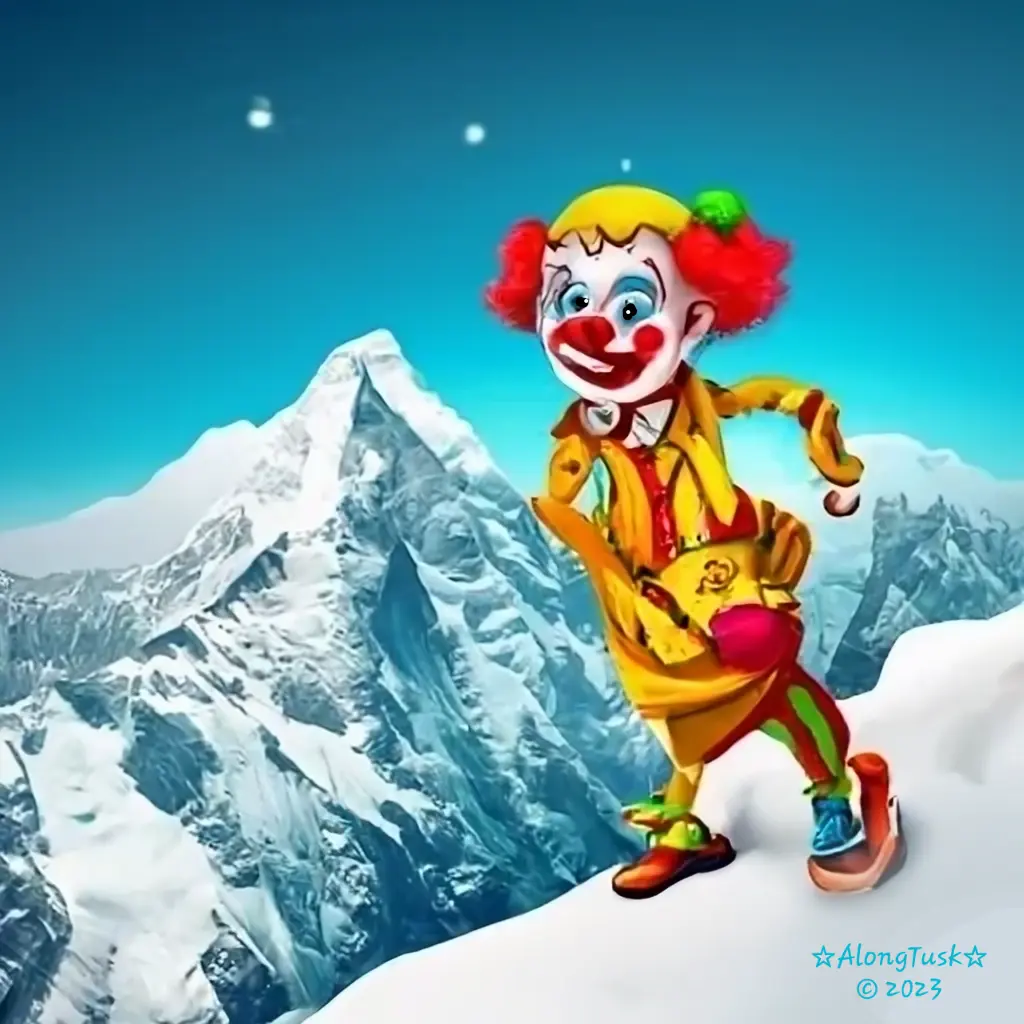 Rough Mock-up Of A Clown On Mt. Everest by Along Tusk