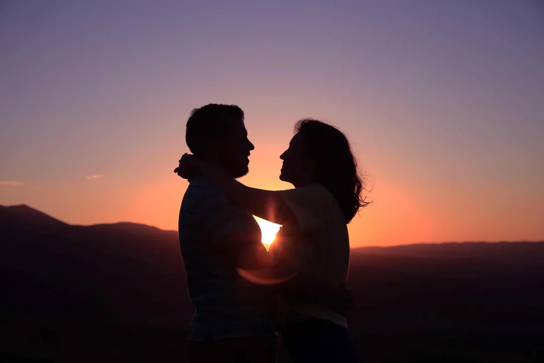 love, couple in sunset