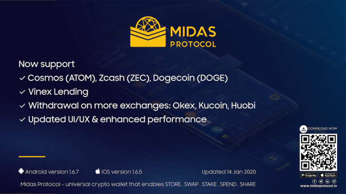 Midas Wallet version 1.6.5 now available on iOS