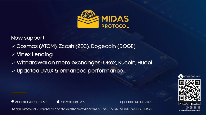 Midas Wallet version 1.6.5 now available on iOS
