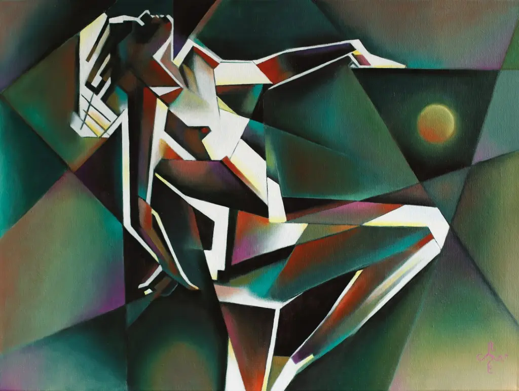 cubist nude oil painting