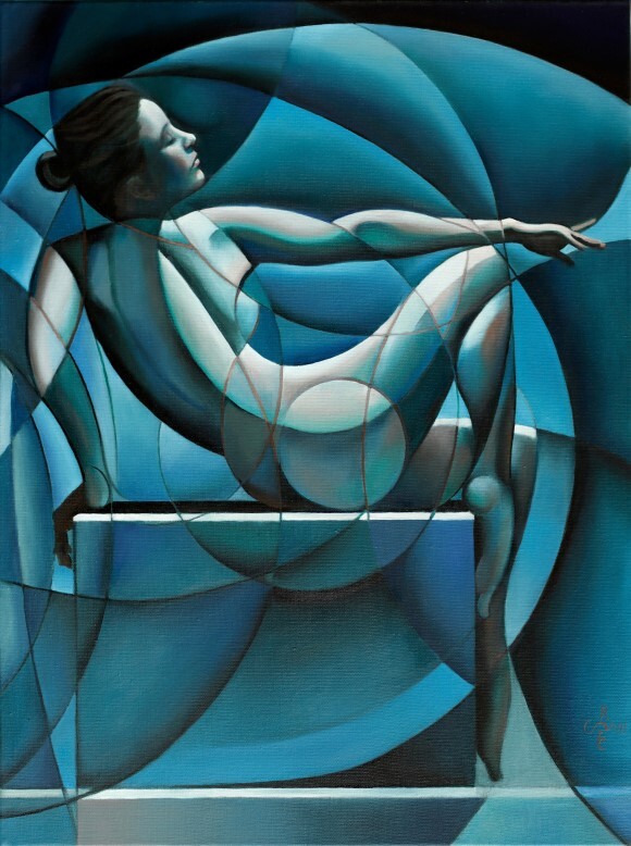cubist art deco nude oil painting