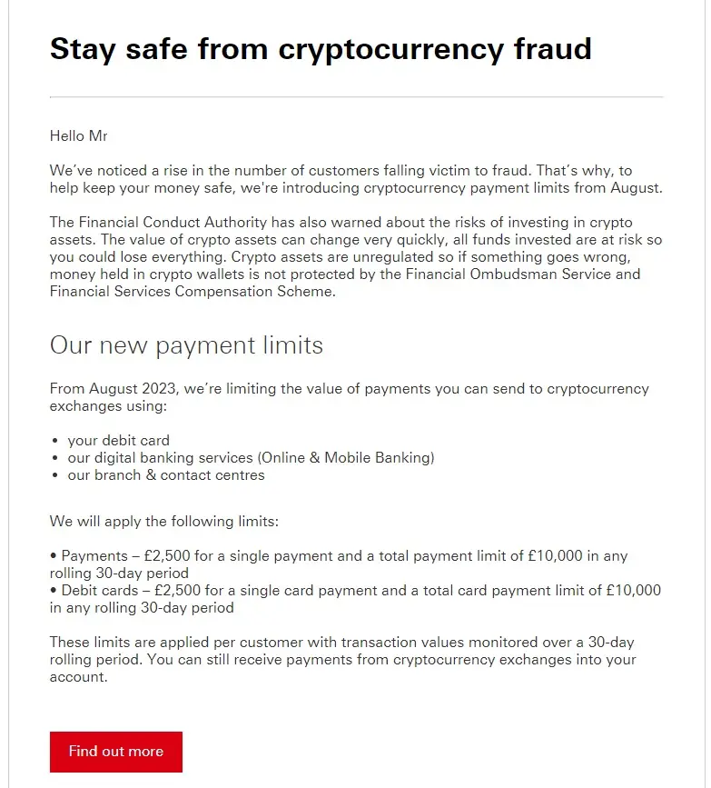 HSBC Email Text