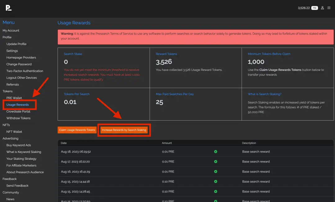 $PRE Search Staking Presearch