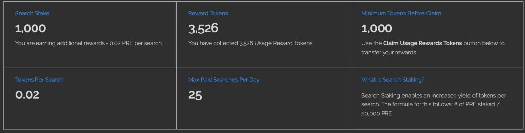 Presearch search staking