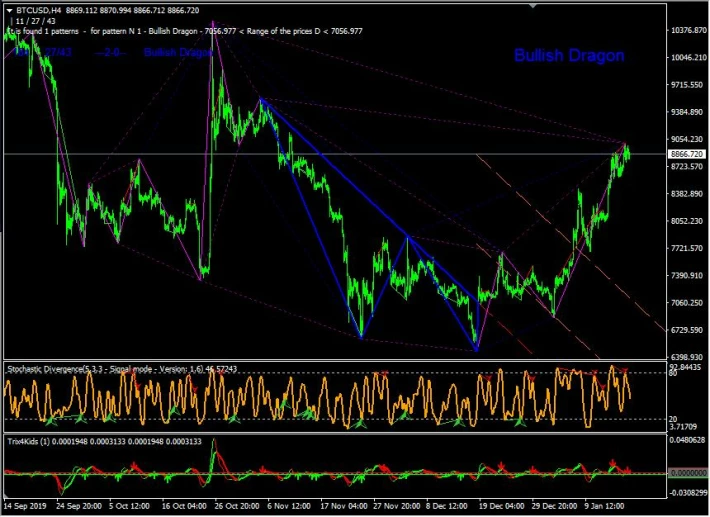 BTC USD H4 FIBONACCI HARMONIC PATTERNS