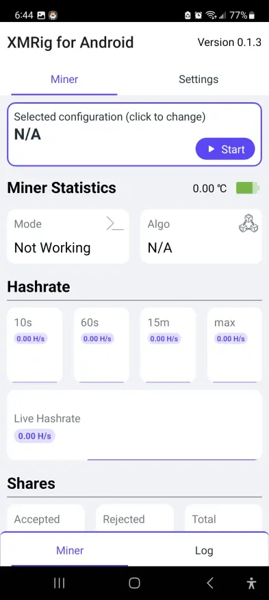 Miner > Select Configuration
