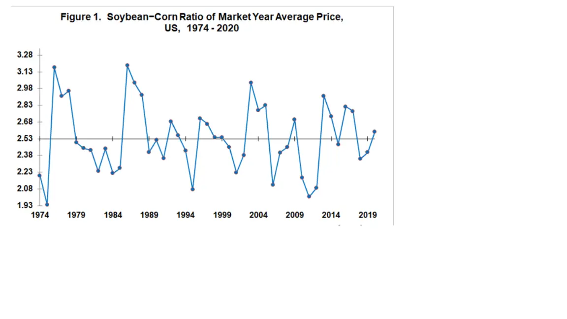 soybean / corn ratio