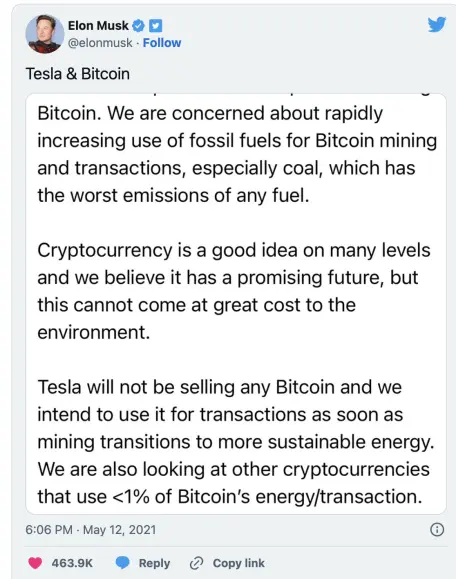 Elon's tweet