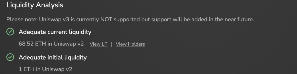 Screenshot from Token Snifer