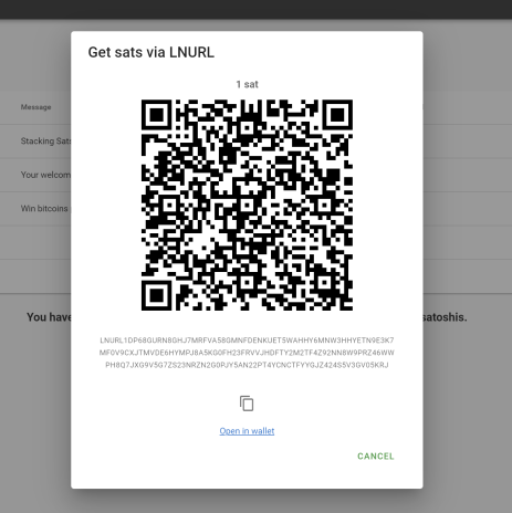 Scan sats QR code