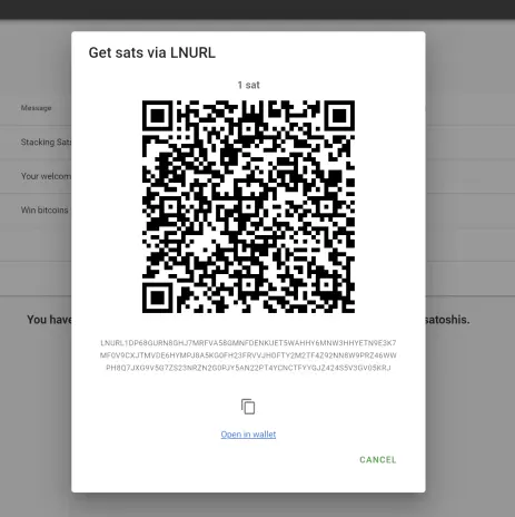 Scan sats QR code