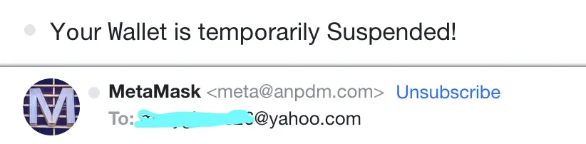 Metamask phishing email
