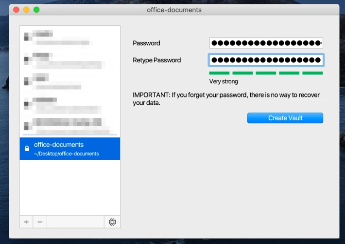 Cryptomator - create strong password