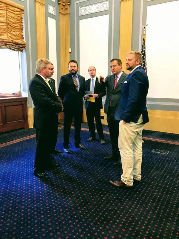 Liberland delegation with U.S. Senator Ted Cruz on a previous visit to the U.S. Senate
