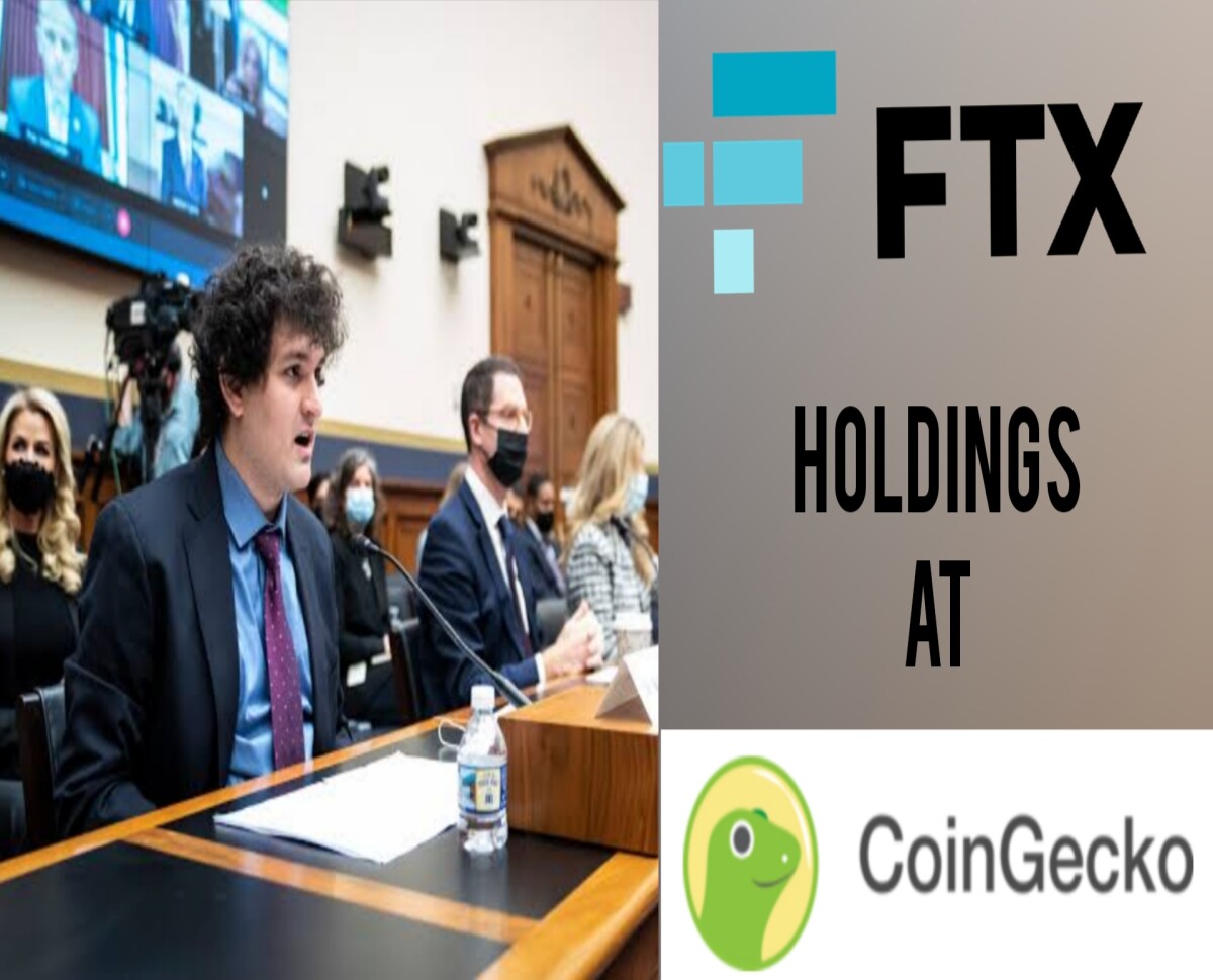 SBF and FTX Holdings at Coingecko and his trial in a court room