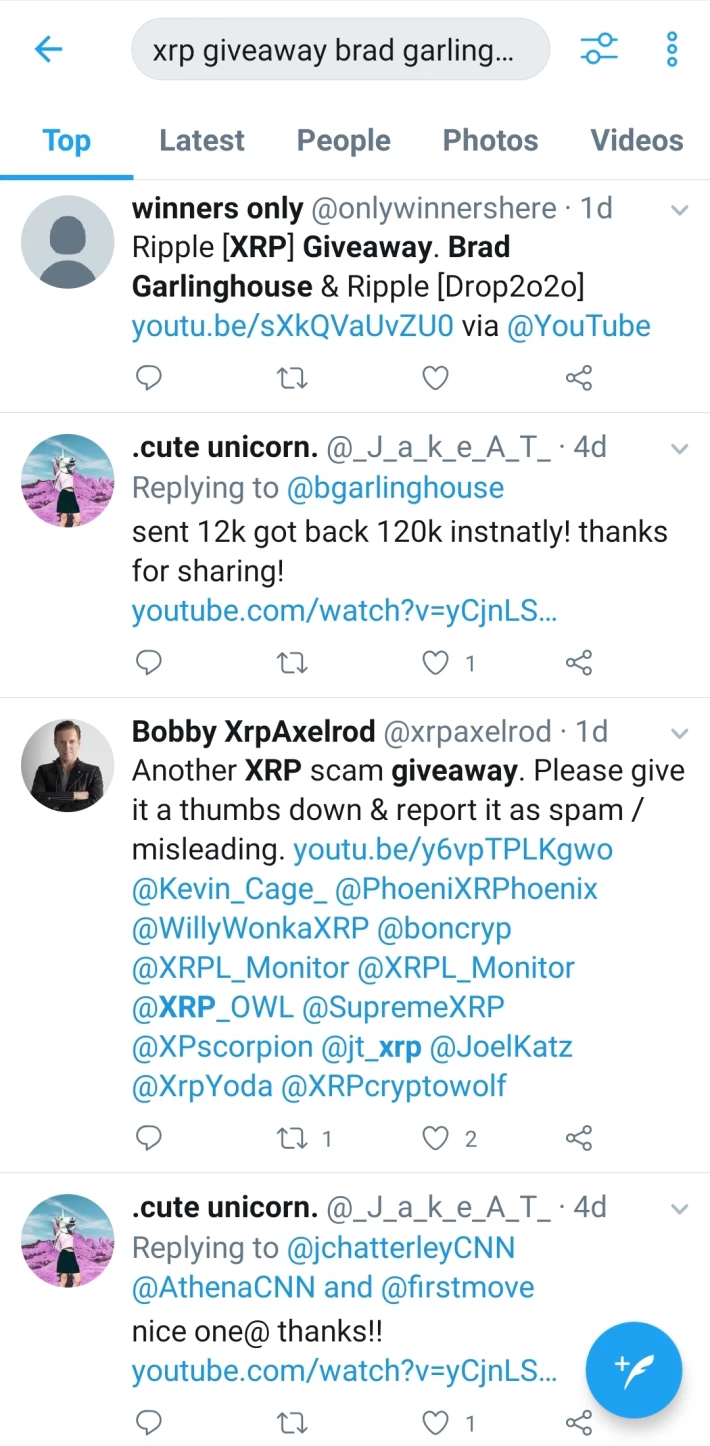 XRP Scam Tweet