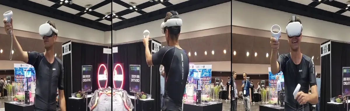 Wearing the OWO suit